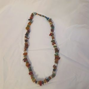 Natural Boho polished rock necklace